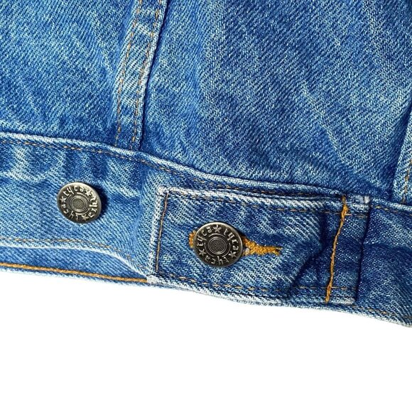 Snap On Tools Denim Jacket Sz M Embossed Eagle Logo Tyca Made in the USA Blue - Picture 7 of 12